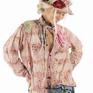 The Magnolia Pearl Pink Floral Patchwork Shirt is a rare and stylish piece.